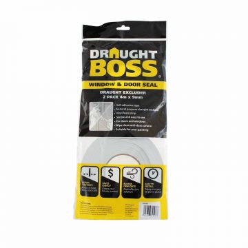 DOOR WINDOW SEAL    WHITE 9MMX4M 2PK