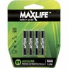 BATTERY AAA ALKALINE MAXLIFE 4PK