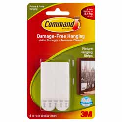 PICTURE STRIP HANG  3M MED WHITE 4PK