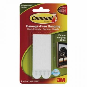PICTURE STRIP HANG  3M LGE WHITE 4PK