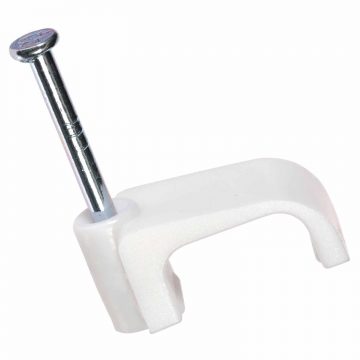 CABLE CLIP PIN 13MM FLAT WHT PLAST 20PK