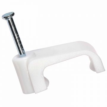 CABLE CLIP PIN 15MM FLAT WHT PLAST 20PK
