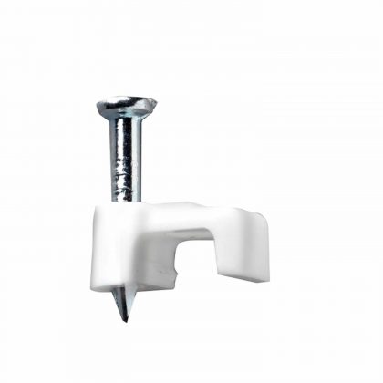 CABLE CLIP PIN 5MM  FLAT WHT PLAST 20PK