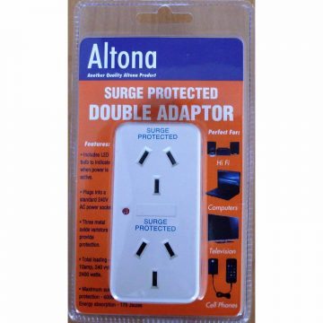 DOUBLE ADAPTOR SURGEPROTECTED