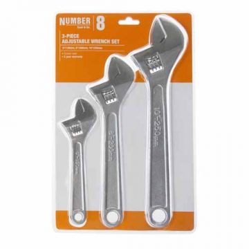ADJUSTABLE WRENCH   SET 3PC NUMBER 8
