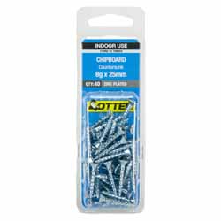 SCREW CHIPBOARD PH  ZINC 8GX25MM 40PK