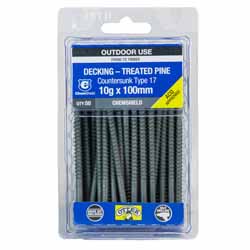 SCREW DECK CSK SQ CHEM 10GX100MM 50PK