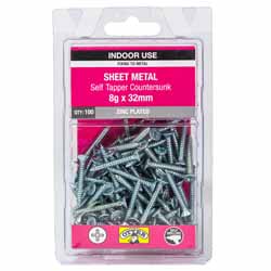 SCREW SELF TAP CSK ZP 8GX32MM 100PK