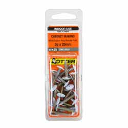SCREW TIMBER BUTTON WHITE 8GX25MM 25PK