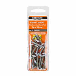 SCREW TIMBER BUTTON WHITE 8GX30MM 20PK