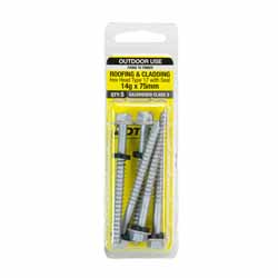 SCREW TIMBER HEX GALV NEO 14GX75MM 5PK
