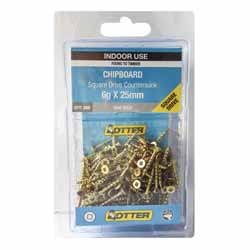 SCREW CHIPBOARD SQ  ZG 6GX25MM 200PK