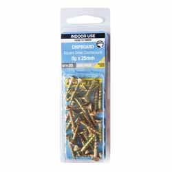 SCREW CHIPBOARD SQ  ZG 8GX25MM 25PK