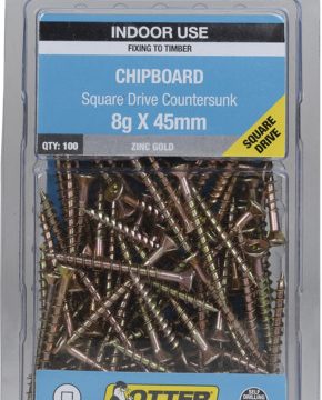 SCREW CHIPBOARD SQ  ZG 8GX45MM 100PK