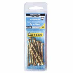 SCREW CHIPBOARD SQ  ZG 8GX45MM 15PK