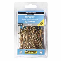 SCREW CHIPBOARD SQ  ZG 8GX50MM 100PK