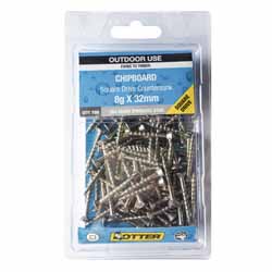 SCREW CHIPBOARD SQ  8X32MM SS304 100PK