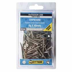 SCREW CHIPBOARD SQ  8X45MM SS304 100PK