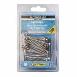SCREW CHIPBOARD SQ  8X50MM SS304 100PK