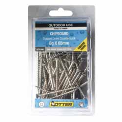SCREW CHIPBOARD SQ  8X65MM SS304 100PK