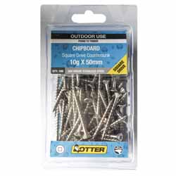 SCREW CHIPBOARD SQ  10X50MM SS304 100PK