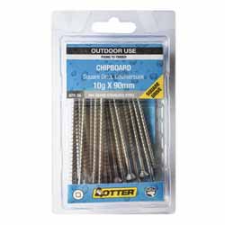 SCREW CHIPBOARD SQ  10X90MM SS304 25PK