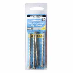 SCREW CHIPBOARD SQ  10X75MM SS304 4PK