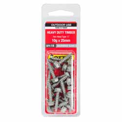 SCREW TIMBER HEX GALV 10GX25MM 18PK