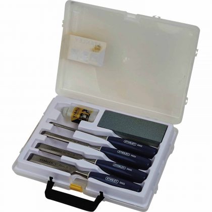 STANLEY CHISEL BEVEL EDGE & OILSTONE SET