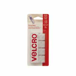 VELCRO SQUARE STICKY WHITE 22MM 12PC