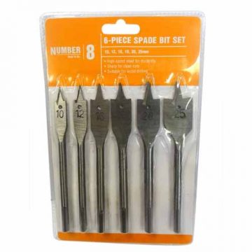 SPADE BIT SET 6PC   10-25MM NUMBER 8