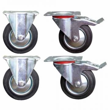 CASTOR SET RUBBER 100MM 4PC