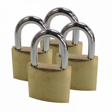 PADLOCK BRASS 40MM  4PK JOBMATE