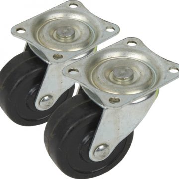 CASTOR SWIVEL RUBBER 40MM BLACK 2PK