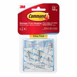 HOOK WIRE MEDIUM 3M 17065CLR-VP 6PK
