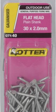 NAIL FLAT PLAIN GALV 30X2.0MM 40PK