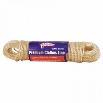CLOTHESLINE CORD/WIRE 3.8MMX30M PVC CLR