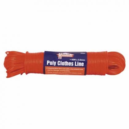 CLOTHESLINE CORD/WIRE 3.5MMX45M PVC ASST