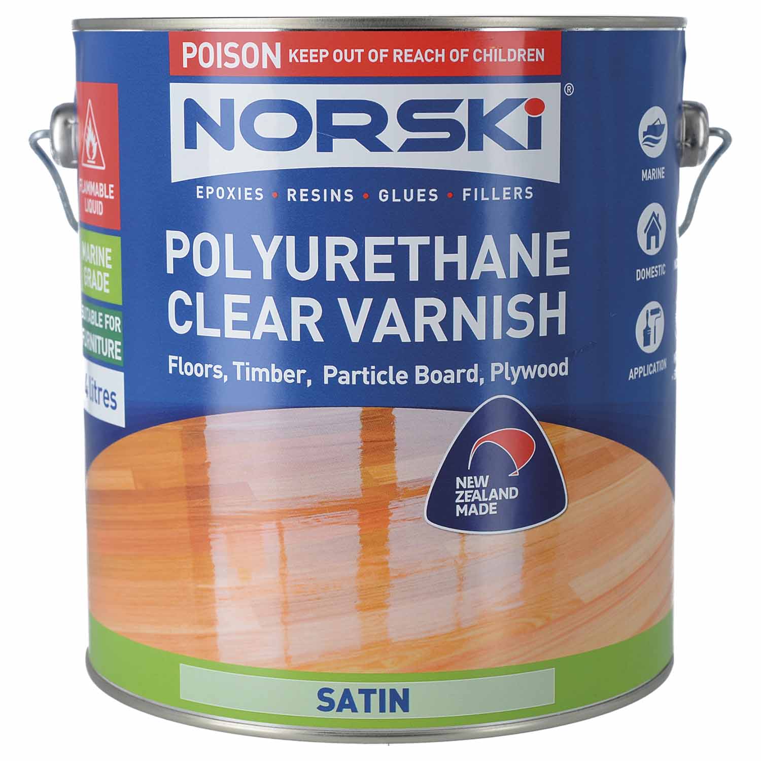POLYURETHANE VARNISH SATIN 4L NORSKI Hammer Hardware