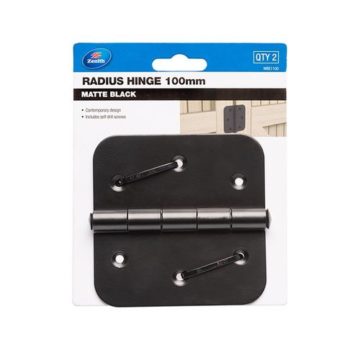 Zenith 100mm Matte Black Gate Radius Hinge - 2 Pack